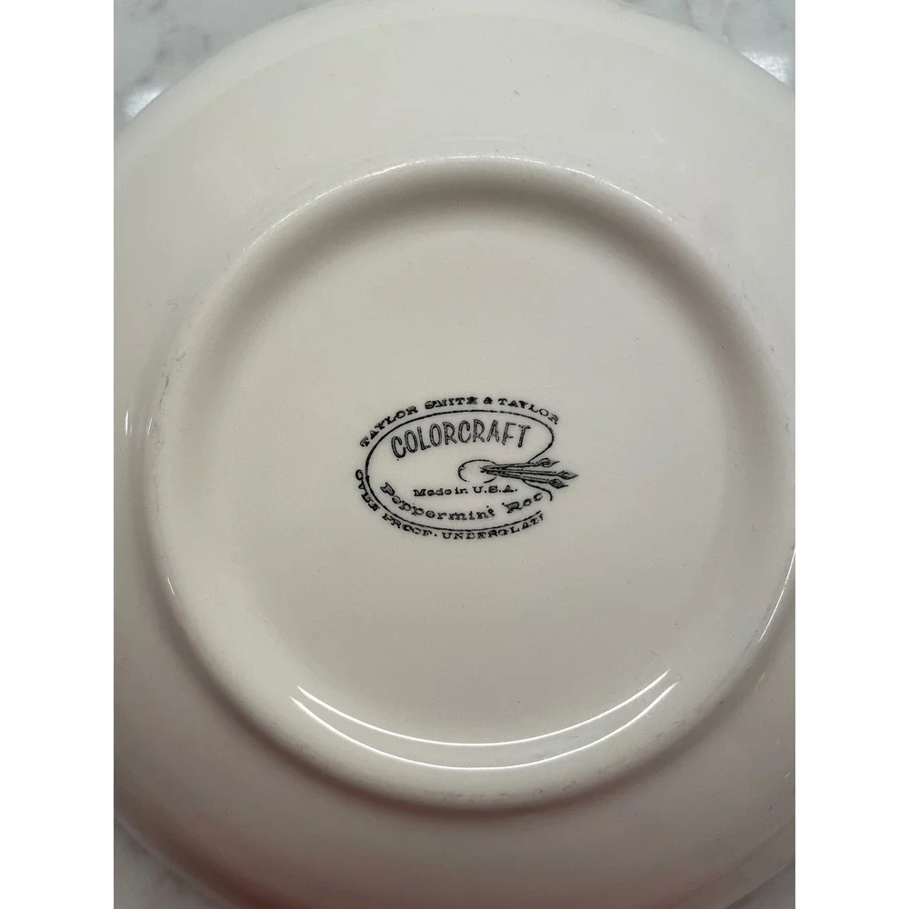 VTG Taylor Smith Taylor Colorcraft Peppermint Roo Vegetable Serving Bowl MCM 9in
